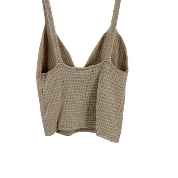 Forever 21 Beige Textured Knit Crop Top Size M With Adjustable Spaghetti Straps - Picture 2 of 5
